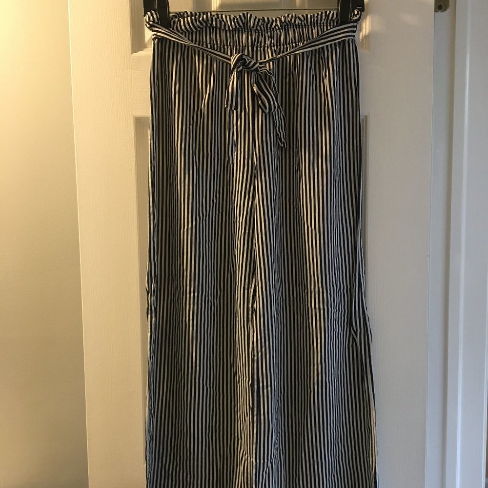 See You Monday Women Striped Blue White Pants Sz S